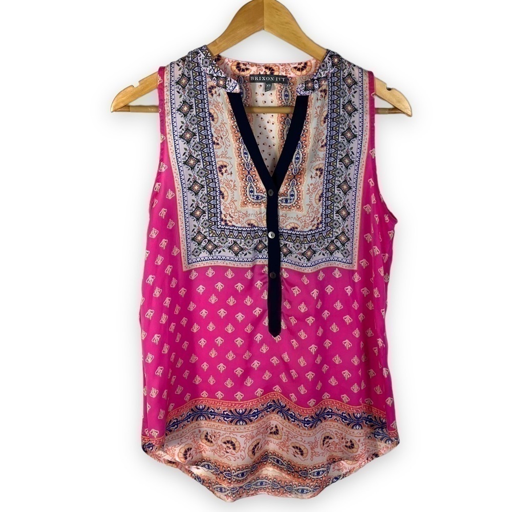 4 for $20 SALE! Brixton Ivy Stitch Fix Bixby Clover Popover Top, Bright Pink, XS